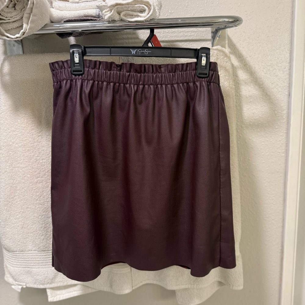 LOFT Deep Burgundy Faux Leather Mini Skirt